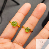Natural Raw Peridot Ring, Electroplated Ring, August Ring, Gift for Her, Raw Stone Ring, Birthstone, Imitation Ring, Unique Jewelry, Gift